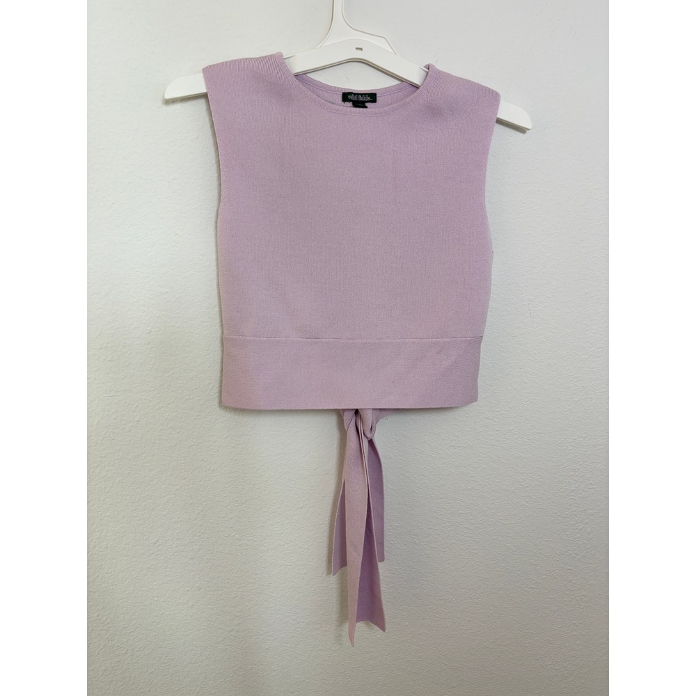 Wild Fable Lavender Purple Sleeveless Tie Back Knit Crop Top Medium